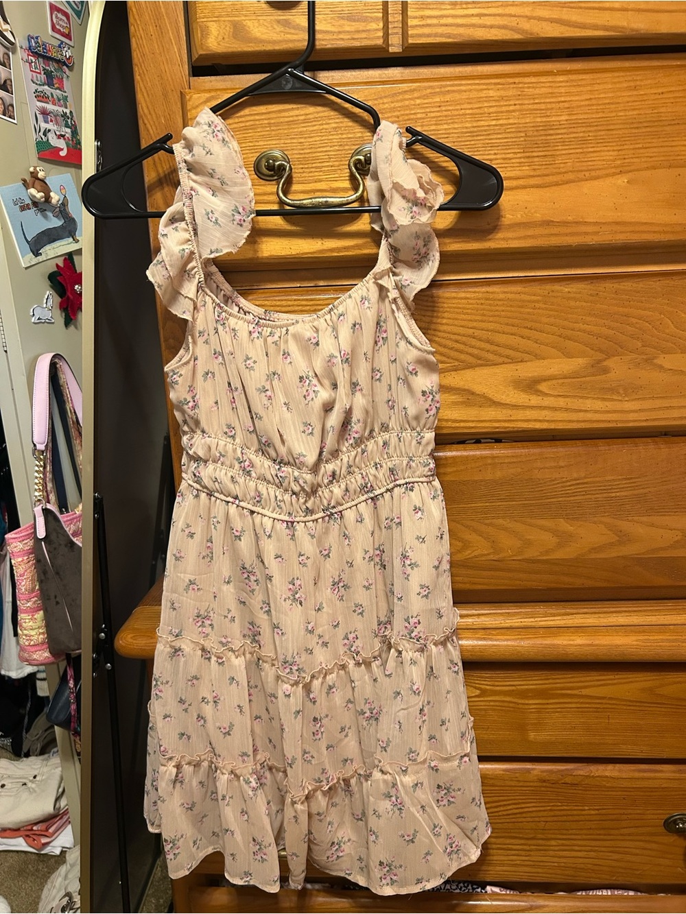 Pink Floral Ruffle Strap Dress - juniors Dresses